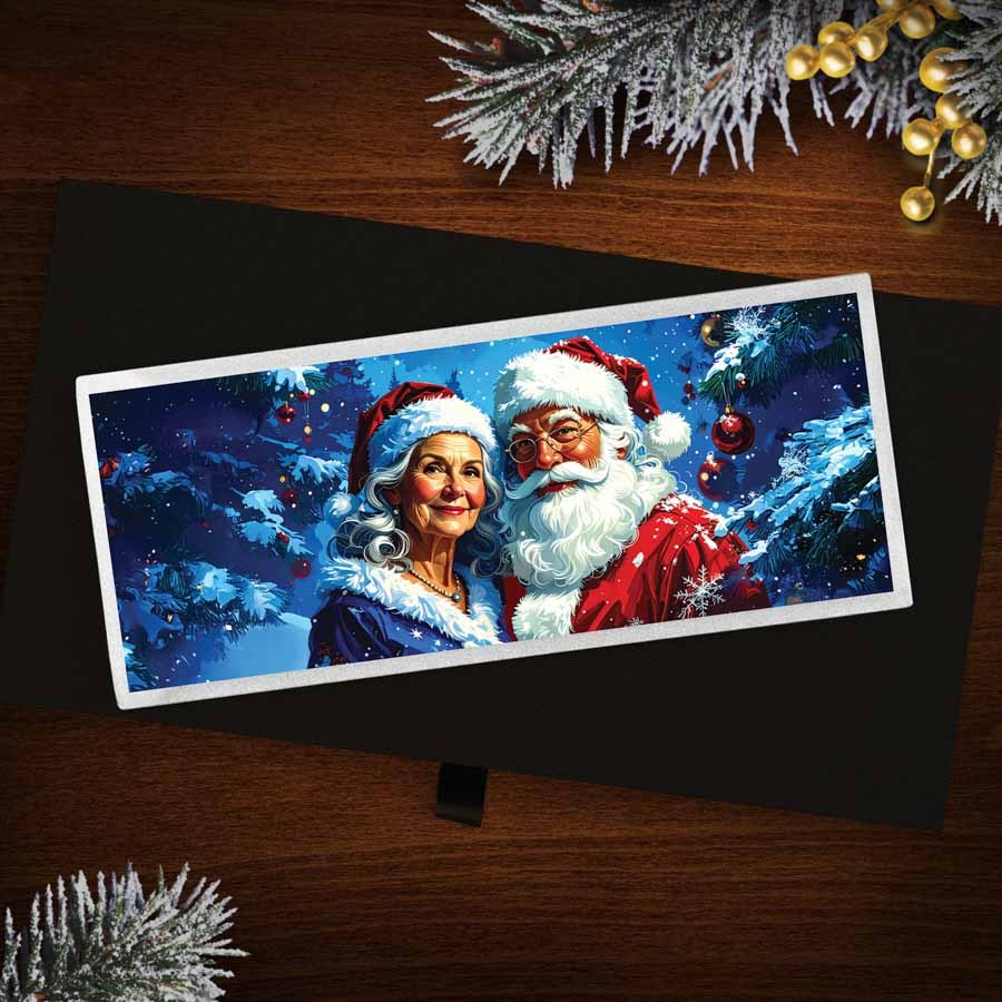 4 oz Silver Colorized Bar - Patriotic Santa & Mrs. Claus Estate