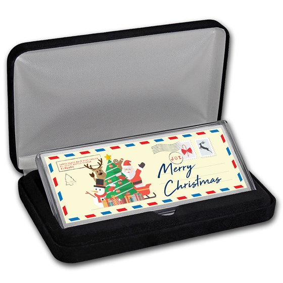 4 oz Silver Colorized Bar - Postcard "Merry Christmas" (w/Box) 4 oz Silver Colorized Bar - Postcard "Merry Christmas" (w/Box)