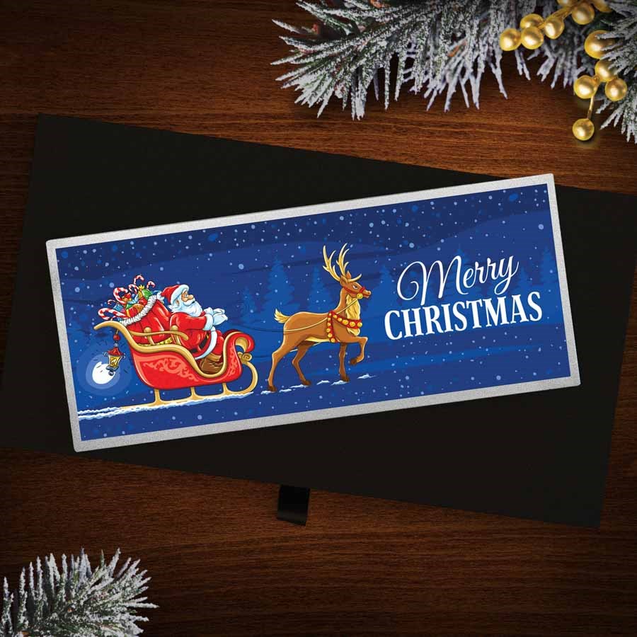 4 oz Silver Colorized Bar - Santa's Sleigh & Reindeer (w/Box)