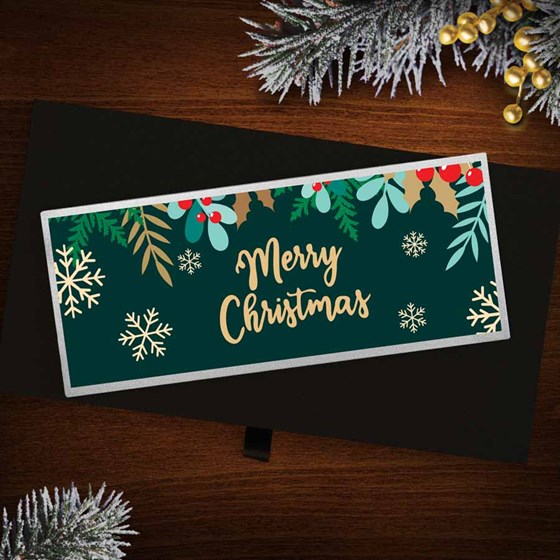 4 oz Silver Colorized Bar - Whimsical "Merry Christmas" (w/Box)