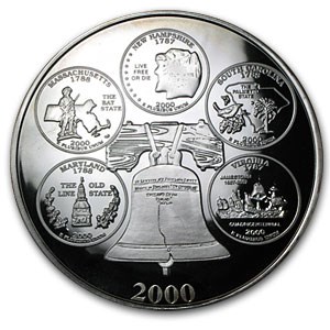 4 oz Silver Round - 50 Statehood Quarters (Random States) 4 oz Silver Round - 50 Statehood Quarters (Random States)