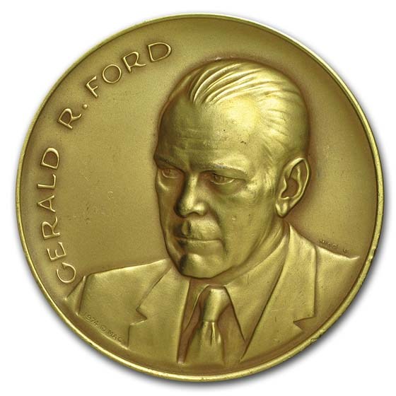 Buy 4 oz Silver Round - Gerald R. Ford (Matte Finish, Gilded) | APMEX