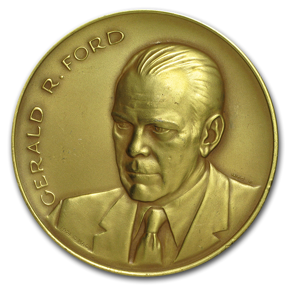 4 oz Silver Round - Gerald R. Ford (Matte Finish, Gilded) 4 oz Silver Round - Gerald R. Ford (Matte Finish, Gilded)