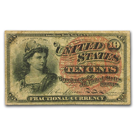 4th Issue Fractional Currency 10 Cents Fine (Fr#1257) 4th Issue Fractional Currency 10 Cents Fine (Fr#1257)
