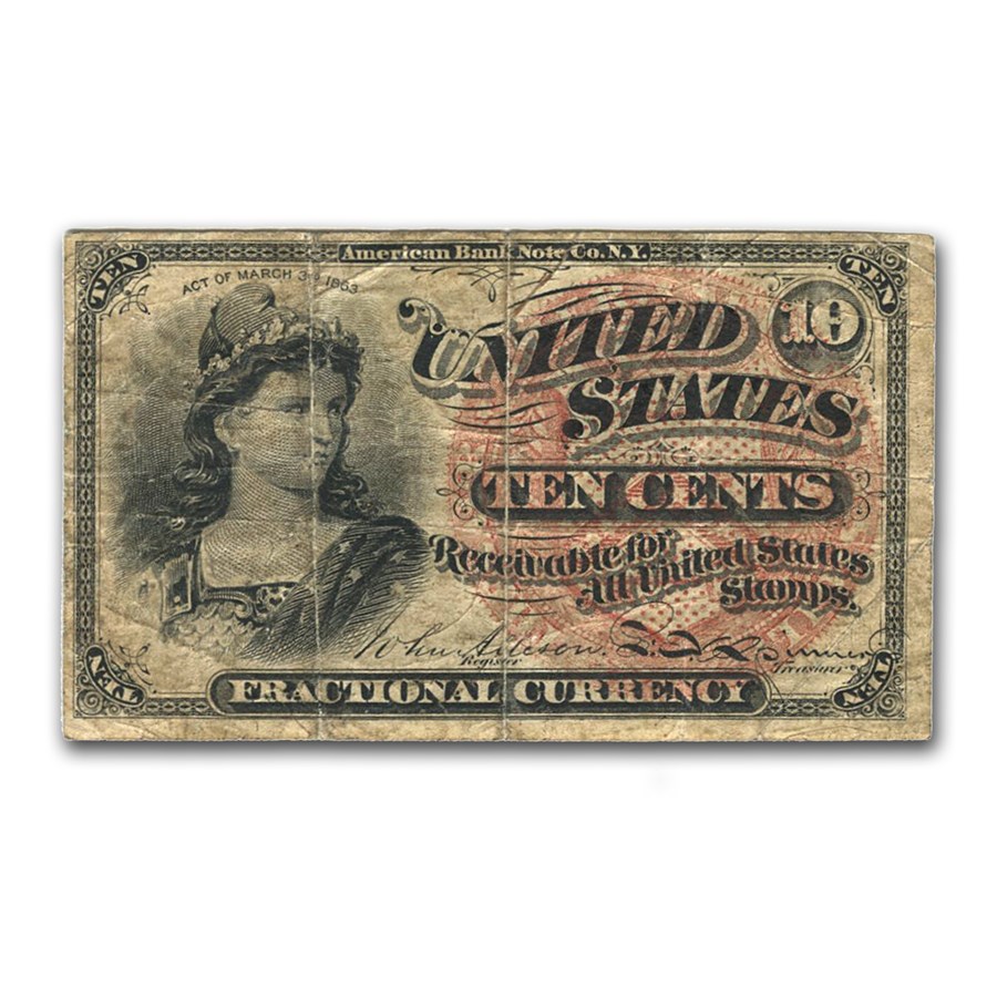 4th Issue Fractional Currency 10 Cents Fine (Fr#1258)