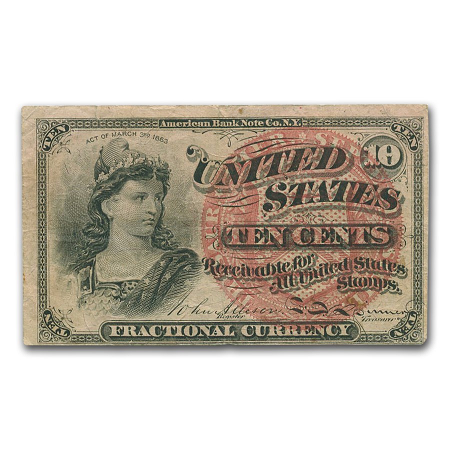 4th Issue Fractional Currency 10 Cents VF (Fr#1258)