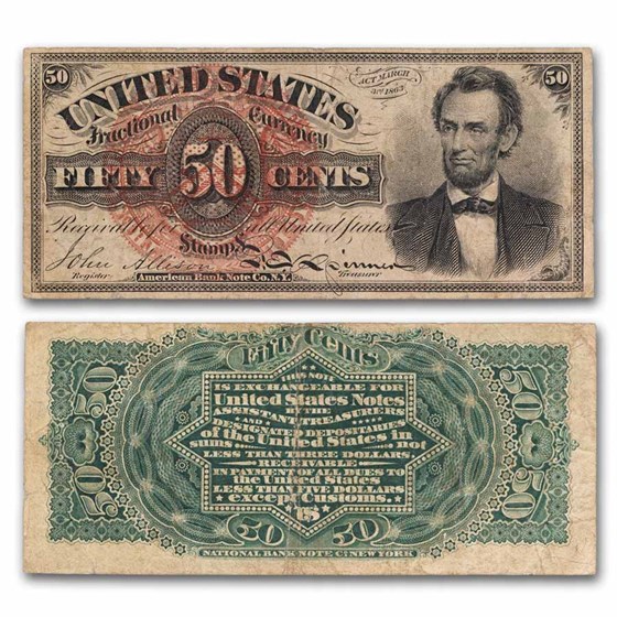 4th Issue Fractional Currency 50 Cents Lincoln VF (Fr#1374) 4th Issue Fractional Currency 50 Cents Lincoln VF (Fr#1374)