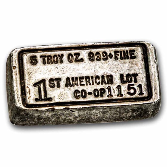 5.14 oz Silver Bar - 1st American (Lot 1151)