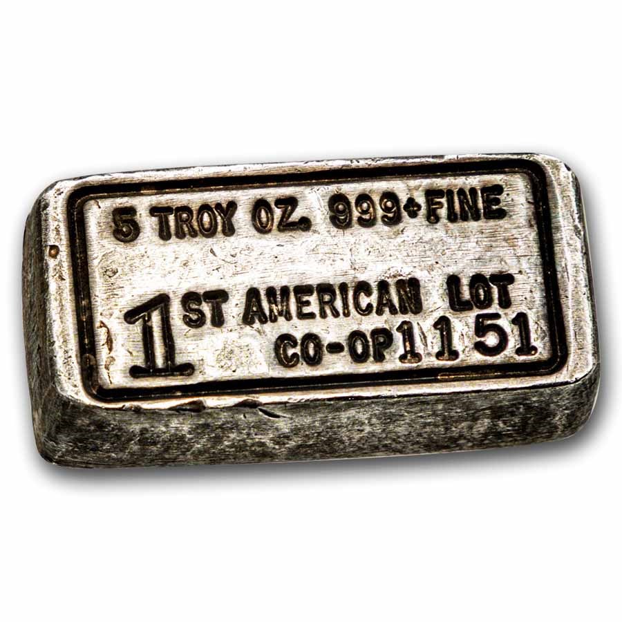 5.14 oz Silver Bar - 1st American (Lot 1151)