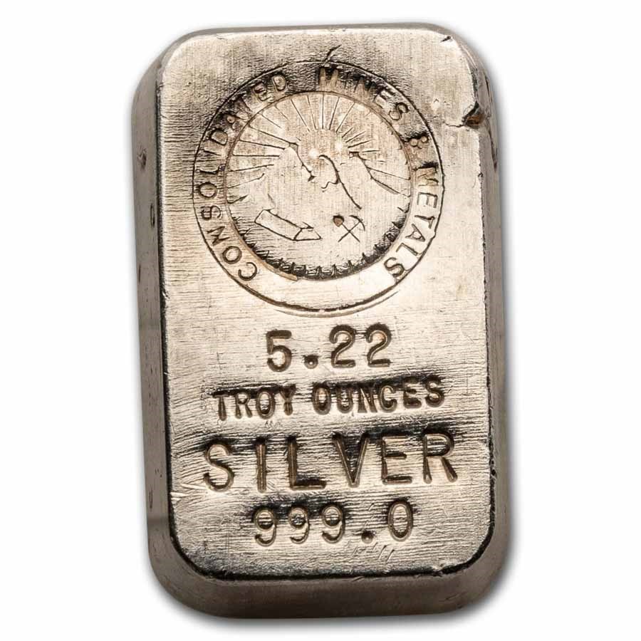 5.22 oz Silver Bar - Consolidated Mines and Metals   