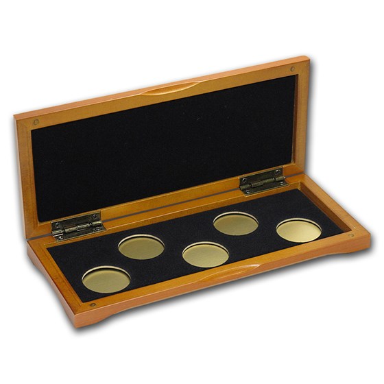 5-Coin Wood Presentation Box - Fits Up to 26 mm