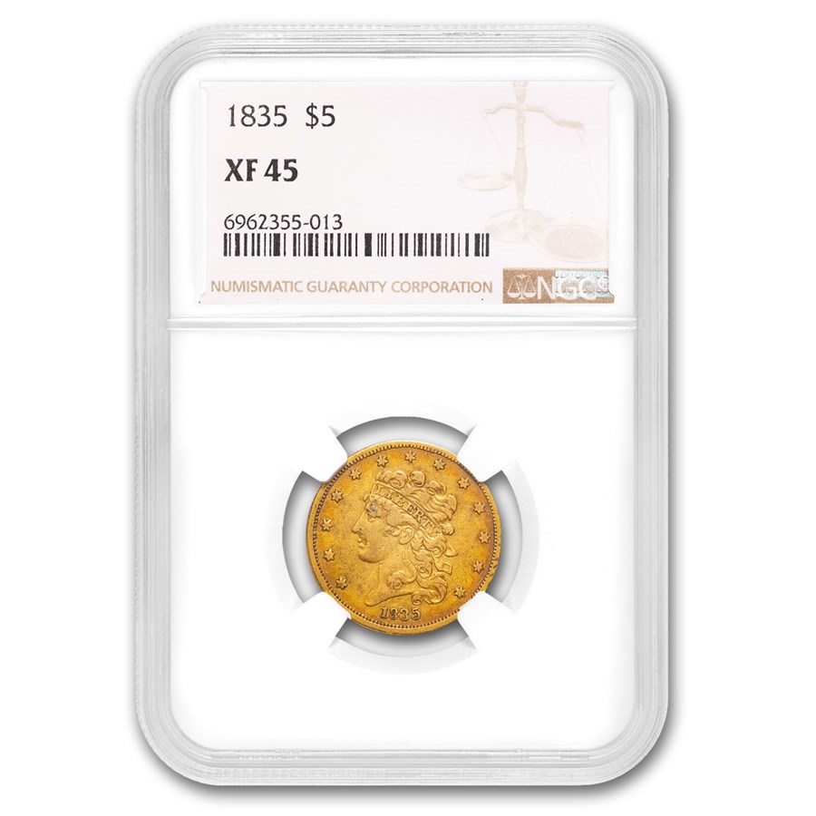 $5 Gold Classic Head Half Eagle XF-45 NGC/PCGS