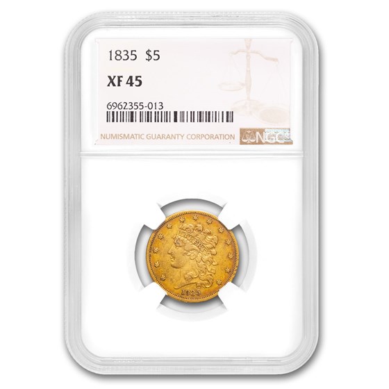 $5 Gold Classic Head Half Eagle XF-45 NGC/PCGS $5 Gold Classic Head Half Eagle XF-45 NGC/PCGS