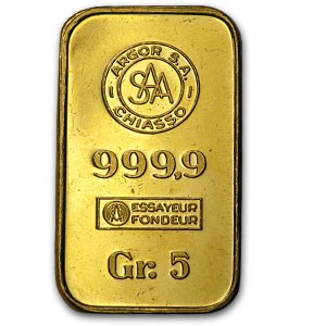 5 gram Gold Bar - Argor S.A. Chiasso 5 gram Gold Bar - Argor S.A. Chiasso