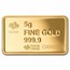 5 gram Gold Bar - PAMP America The Free; Buffalo