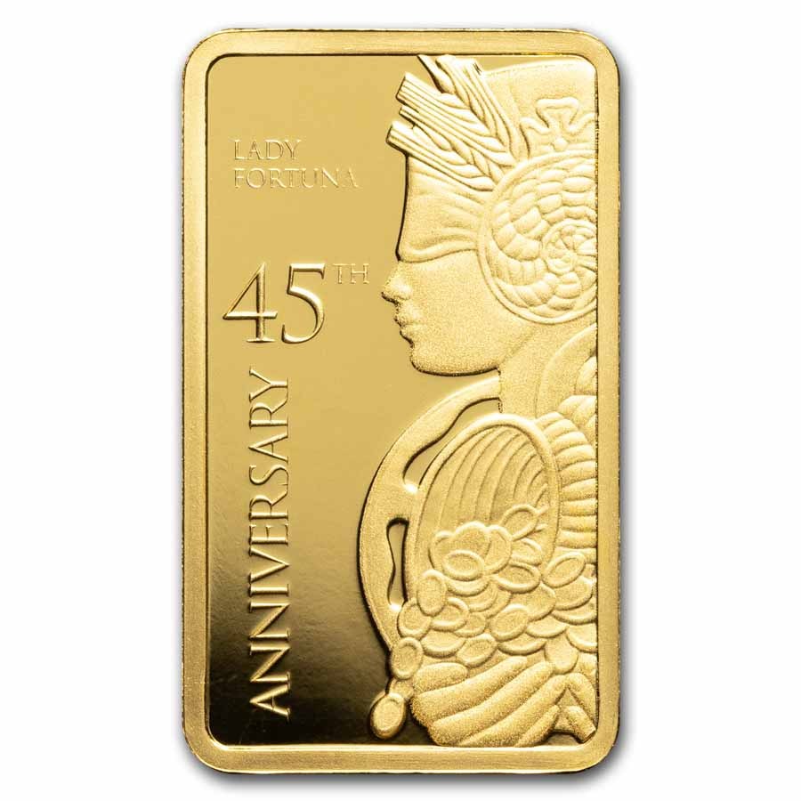 5 gram Gold Bar - PAMP Lady Fortuna 45th Anniversary (No Assay)