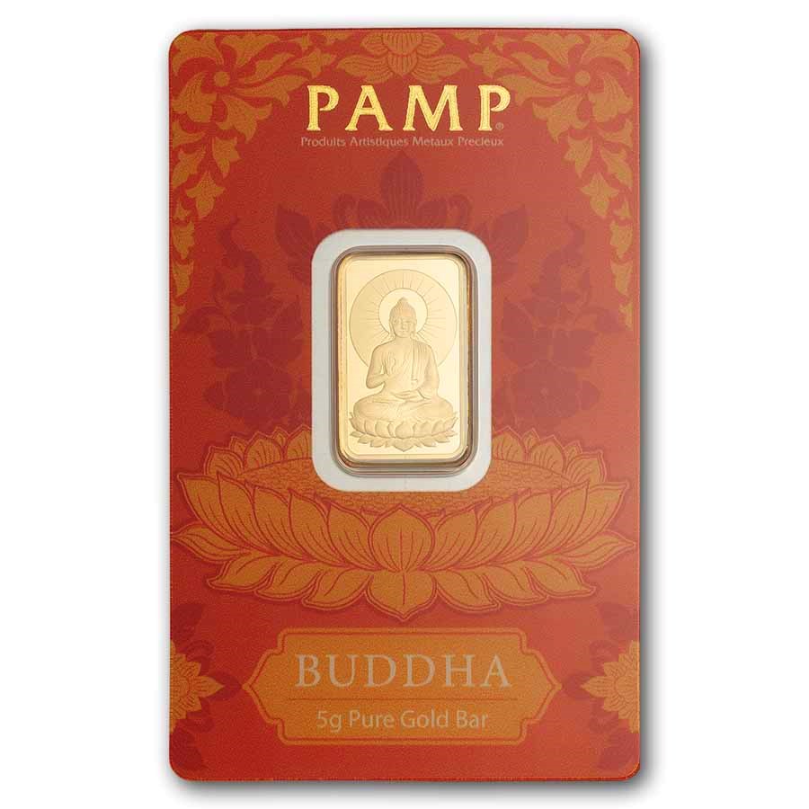 5 gram Gold Bar - PAMP Suisse Buddha (In Assay w/ Sleeve)