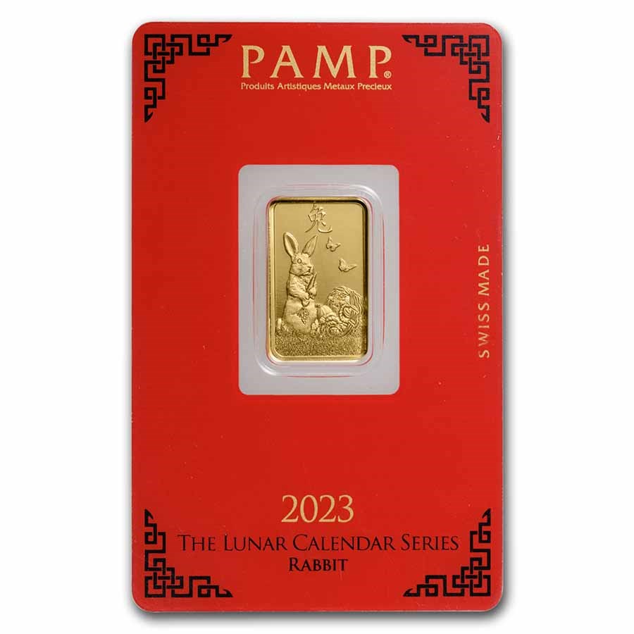5 gram Gold Bar - PAMP Suisse Year of the Rabbit (In Assay)