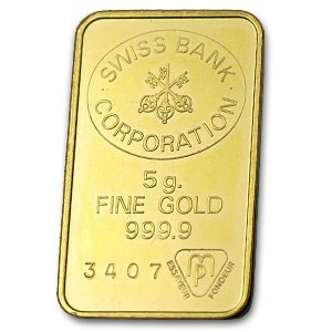 Buy 5 gram Gold Bar - Swiss Bank Corporation | APMEX