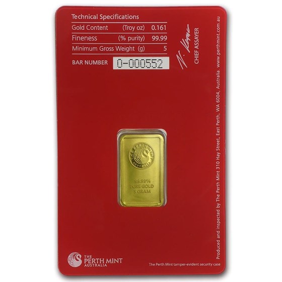 Buy 5 gram Gold Bar - The Perth Mint Oriana Design (In Assay) | APMEX