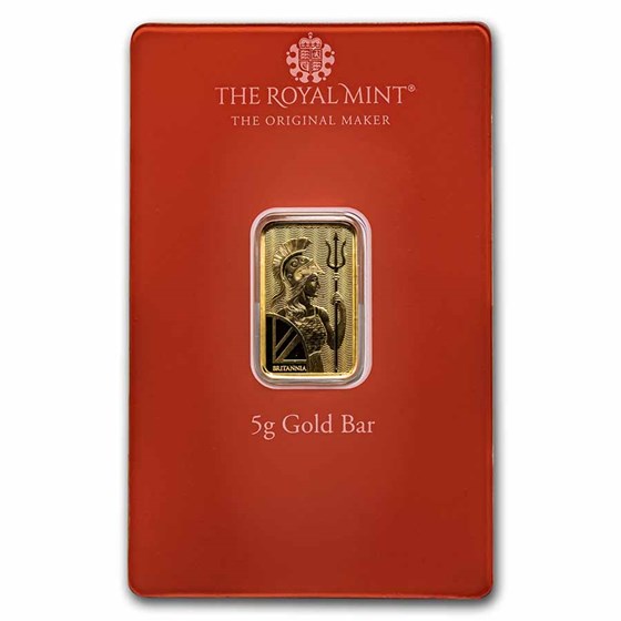 5 gram Gold Bar - The Royal Mint Britannia (Henna, In Assay) 5 gram Gold Bar - The Royal Mint Britannia (Henna, In Assay)