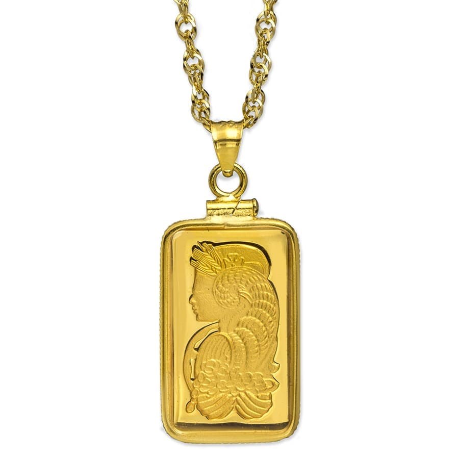 5 gram Gold Pendant - PAMP Suisse Fortuna (w/Chain)