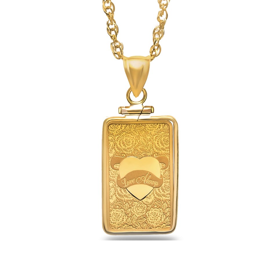 Buy 5 gram Gold Pendant PAMP Suisse Love Always (w/Chain