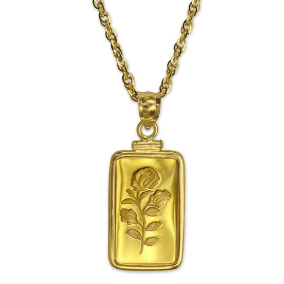 5 gram Gold Pendant - PAMP Suisse Rosa (w/Chain) 5 gram Gold Pendant - PAMP Suisse Rosa (w/Chain)