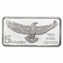 5 gram Hand Poured Silver Bar - MPM Eagle