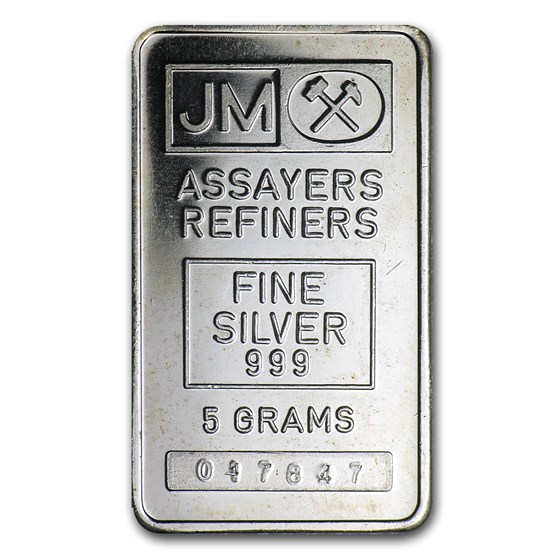 5 gram Silver Bar - Johnson Matthey (Plain Reverse) 5 gram Silver Bar - Johnson Matthey (Plain Reverse)