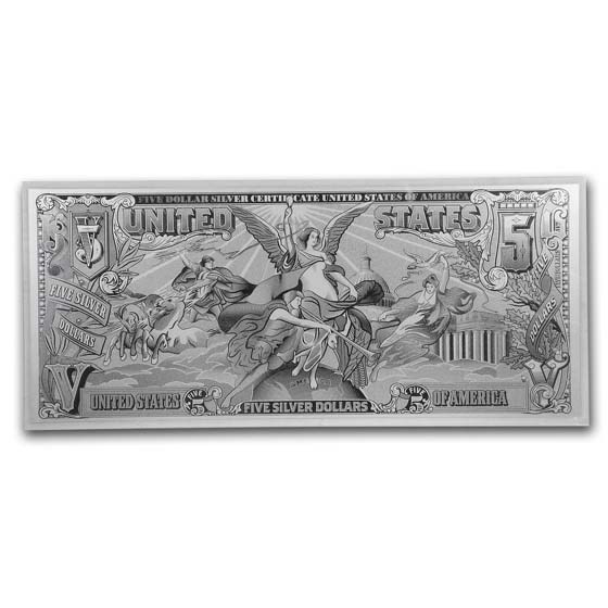 Buy 5 gram Silver Foil Note 5 Educational Note (Off Quality) APMEX
