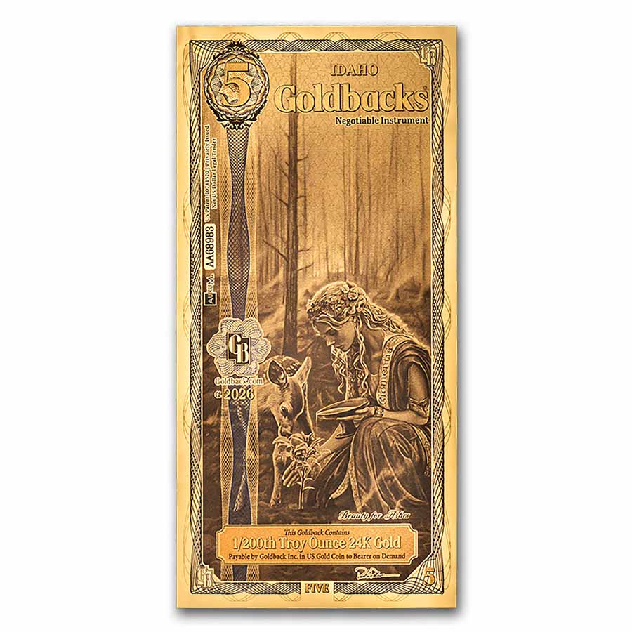 ゴールデンウィークセール　ユウナ模様木 Buy 5 Idaho Goldback - Aurum Gold Foil Note (24k) | APMEX
