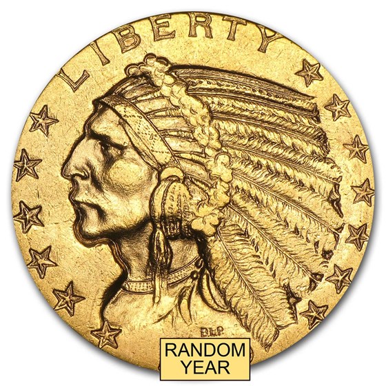 $5 Indian Gold Half Eagle AU (Random Year)