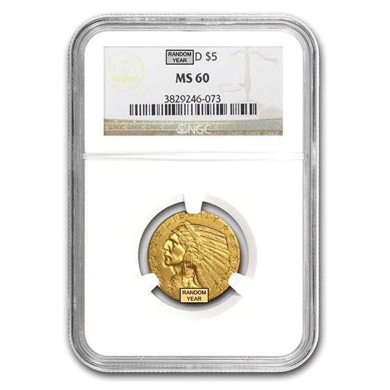 $5 Indian Gold Half Eagle MS-60 NGC/PCGS $5 Indian Gold Half Eagle MS-60 NGC/PCGS