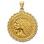 $5 Indian Gold Half Eagle Pendant (Rope-ScrewTop Bezel)