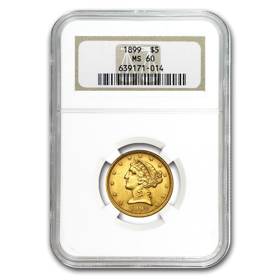 $5 Liberty Gold Half Eagle MS-60 PCGS/NGC