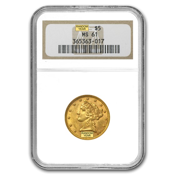 $5 Liberty Gold Half Eagle MS-61 NGC $5 Liberty Gold Half Eagle MS-61 NGC