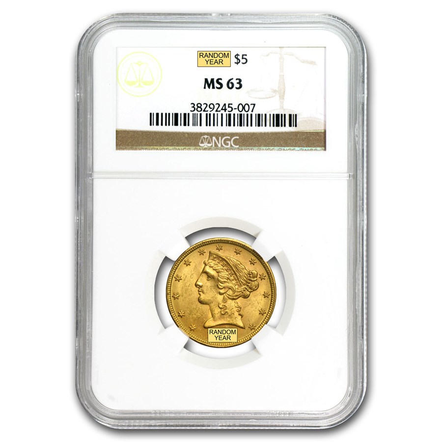 $5 Liberty Gold Half Eagle MS-63 NGC
