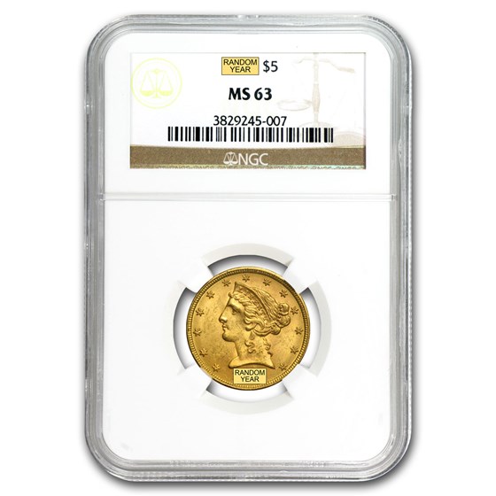 $5 Liberty Gold Half Eagle MS-63 NGC $5 Liberty Gold Half Eagle MS-63 NGC