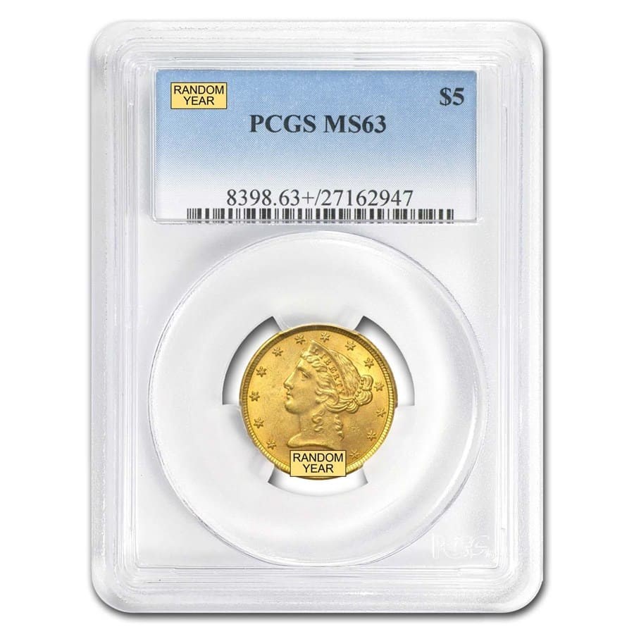 $5 Liberty Gold Half Eagle MS-63 PCGS