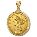 $5 Liberty Gold Half Eagle Pendant (Diamond-ScrewTop Bezel)