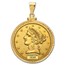 $5 Liberty Gold Half Eagle Pendant (Diamond-ScrewTop Bezel)