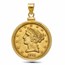 $5 Liberty Gold Half Eagle Pendant (Plain-Front Screw-Top Bezel)