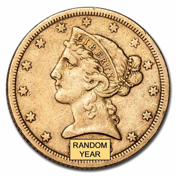 $5 Liberty Gold Half Eagle VF (Random Year)