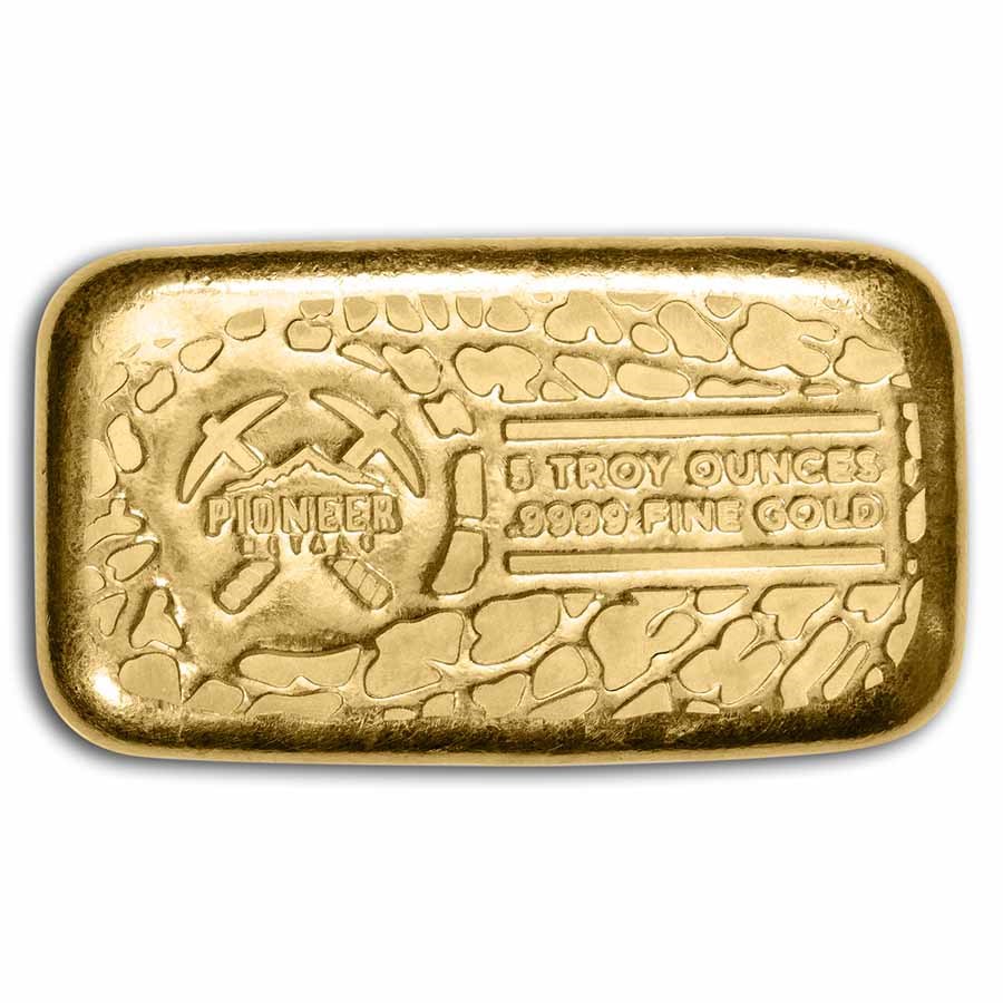 5 oz Cast-Poured Gold Bar - Pioneer Metals