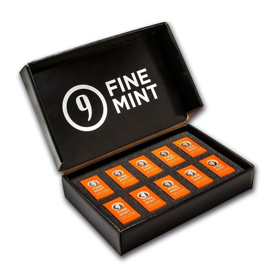 5 oz Cast-Poured Silver Bar - 9Fine Mint (10 pc. Multi-Pak)