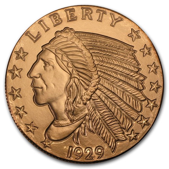 5 oz Copper Round - Incuse Indian 5 oz Copper Round - Incuse Indian