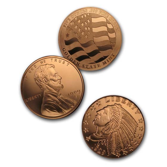 5 oz Copper Round - Random Design 5 oz Copper Round - Random Design