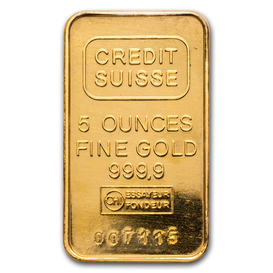 Buy 5 oz Gold Bar Credit Suisse APMEX