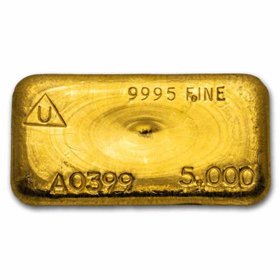 5 oz Gold Bar - Delta Smelting & Refining (A0399, .9995 Fine) 5 oz Gold Bar - Delta Smelting & Refining (A0399, .9995 Fine)